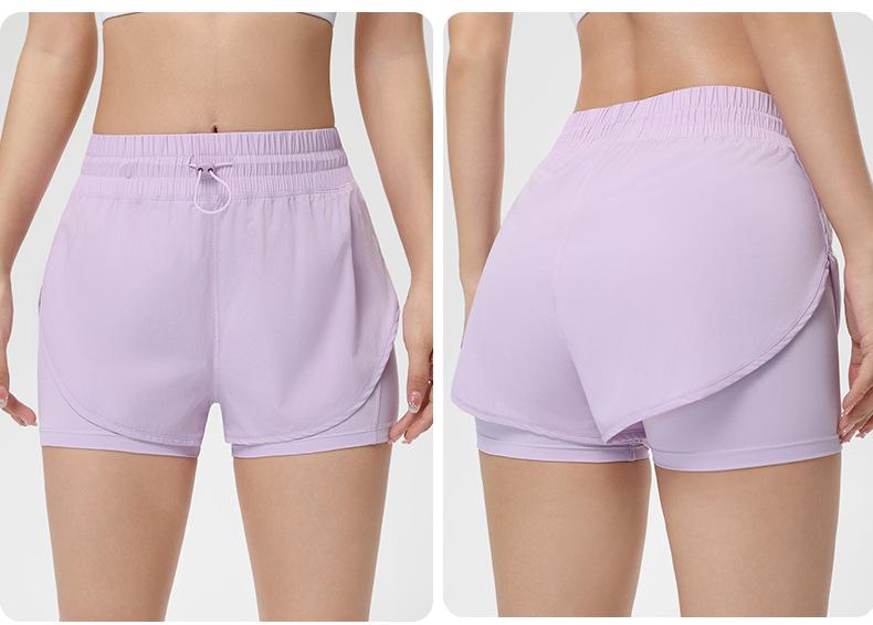 Women's Cooling Sun Protection Sports Shorts, Bare Feel Running & Yoga Skirt, Fake Two-Piece Anti-Exposure Design