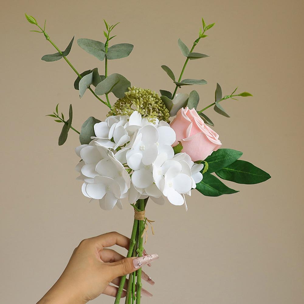 Plastic Artificial Hydrangea Rose Bouquet Luxury Fake Flower  Home Hotel Table Decor