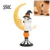 Seasonal Room Decor Items Halloween Ghost And Moon Resin Ornaments, Cute Spooky Tabletop Figurine, Decorative Accents for Home Statue with Pumpkin