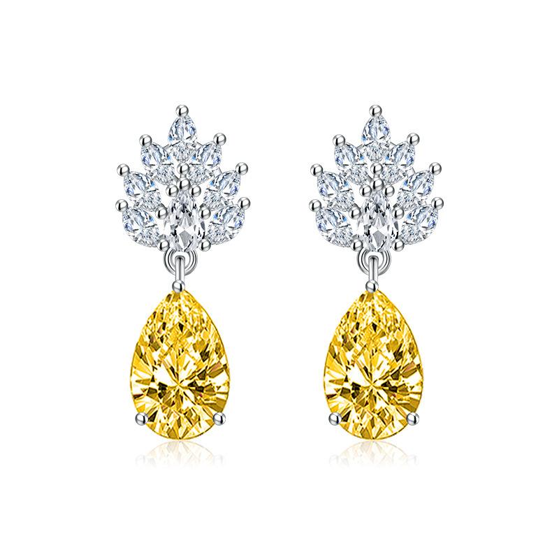 

BELLA BOX Роскошные женские серьги с белым цветком и цирконием, подарок на свадьбу, помолвку и вечеринку жёлтый