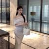 2026 New Spring Korean Wear Slanted Shoulder Swing Collar Dress, Children's Spring and Summer Temperament Slim-fitting Hip-wrapped Dress