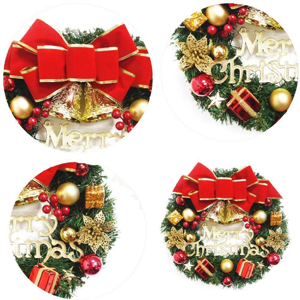 Elegant 30CM With Bow Artificial Pine Door Hanging Rattan Ornament Christmas Wreath Pendant Garland