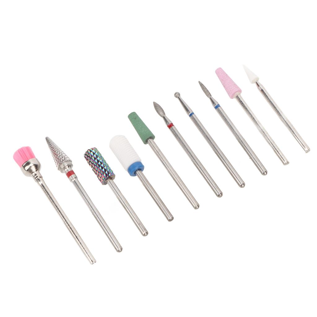 10 Pcs Nails Drill Bit Set Portable Remove Polishing Nail Glue Ceramic Nail Drill Bits for Women