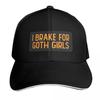 I Brake For Goth Girls Funny Biker Baseball Cap Summer Beach Travel Streetwear Hip Hop Trendy Vintage Retro Embroidered