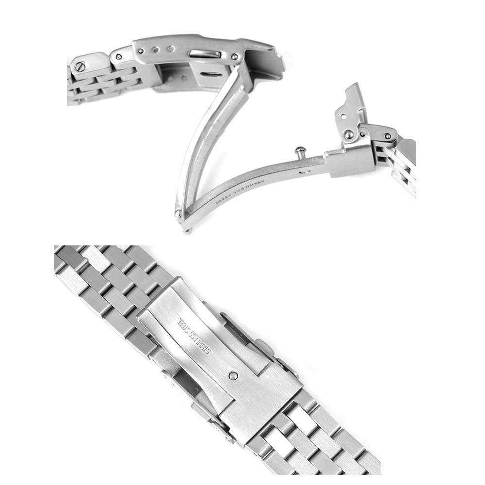 [Kai Tian] Curea de Ceas Metalică Ceas Inginerie Argintiu Oțel Inoxidabil Cataramă Ceas Curea Ceas 24mm