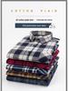 New Men's Plus Size Brushed Cotton Plaid Long Sleeve Shirt for Middle-Aged & Elderly with Straight Hem
