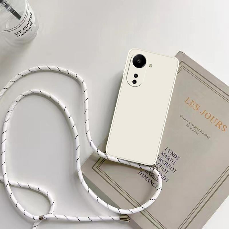 Náhrdelník Crossbody Popruh Šňůrka Silikonové Pouzdro Pro OPPO A80 5g A3 Pro 5g Globální CPH2639 Měkký Lanyard Zadní Kryt Fundas