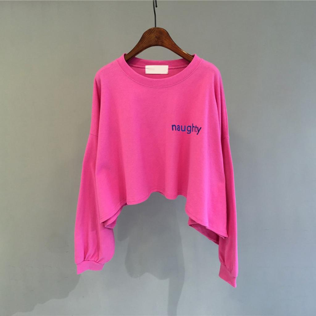 Thin, Short, Round Neck, Hoodie, Women's, T-shirt