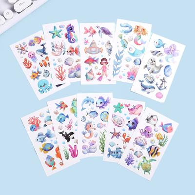 10 Stück Cartoon Meerjungfrau Temporäre Tattoo Aufkleber Kinder Mädchen Meerjungfrau Thema Geburtstagsfeier Gastgeschenke Dekoration Pinata Füllung Spielzeug Geschenk
