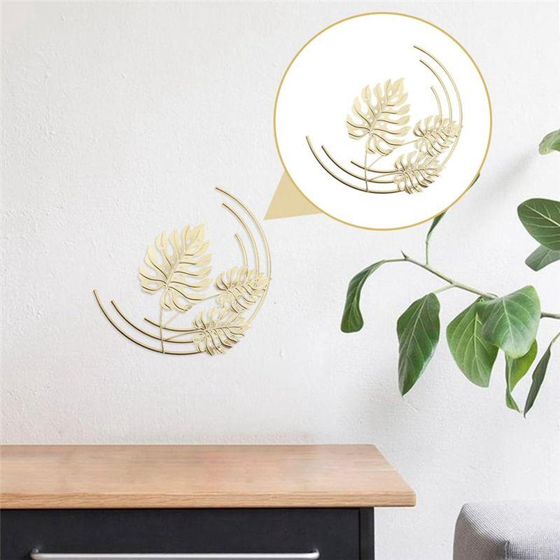Iron Leaf Wall Hanging Monstera Leaf Wall Ornaments Gold Wall Decoration For Bedroom Livingroom Office Decor 1 PCS