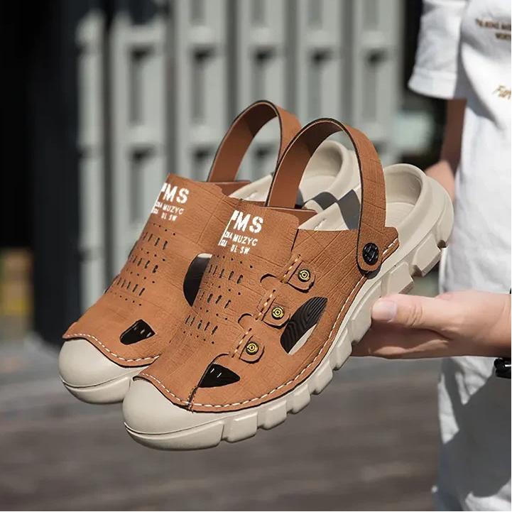 Men's Summer Sandals Flip-Flops Leather Sandals Large Size Handmade Casual Sandals - 39-46