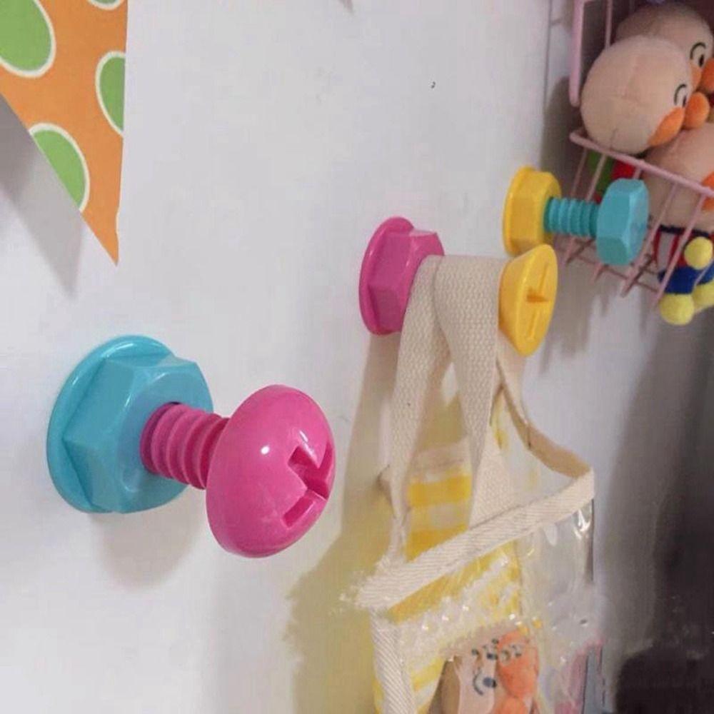 3Pcs Screw Nail Shaped Screw Shaped Hook Plastic Storage Hanger Creative Sticky Hook  Clothes