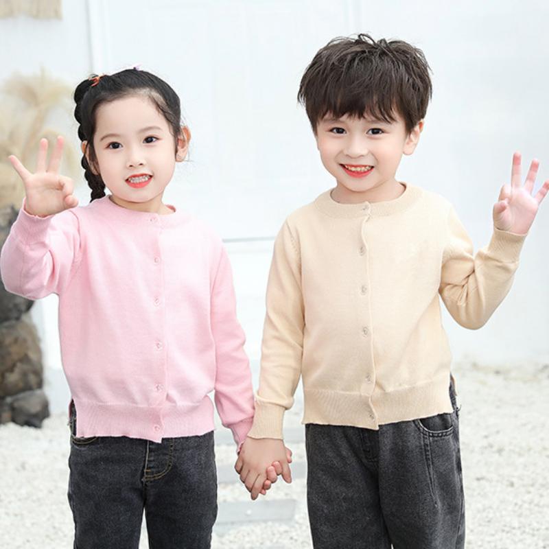 Spring and Autumn Ins Matching Children's Knitted Cardigan Jacket Cotton Girls Sweater Cardigan