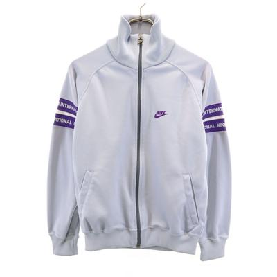 Anos 80 Fabricado no Japão Vintage Etiqueta Azul Marinho Jaqueta de Treino S cinza Malha Masculino Usado