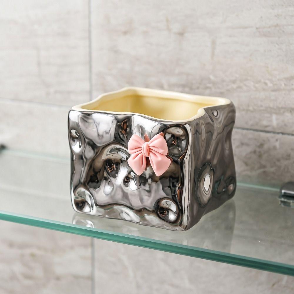 Container Bow Ceramic Storage Box Square Rabbit Toilet Storage Box Creative Place Toothbrush Desk Organizer Home