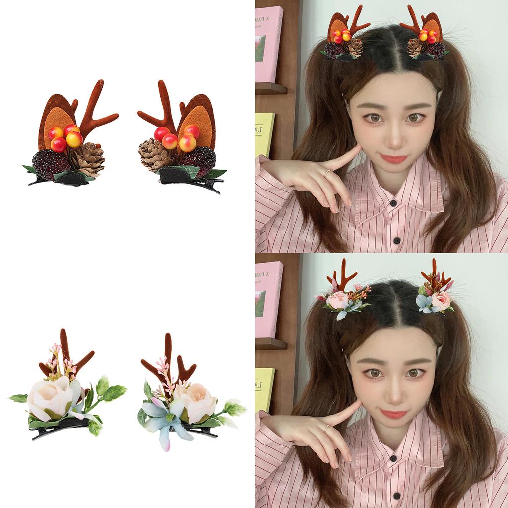 Christmas Hair Clip Hair Barrettes Hair Bow Headpieces Winter Bow Reindeer Barrettes Headwear Hair Accessories