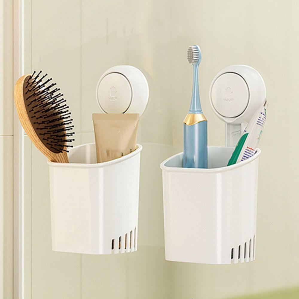 2pcs Removable Razor Holder Wall-mounted Toothpaste Holder Suction Cup Toothbrush Holder  Dormitory