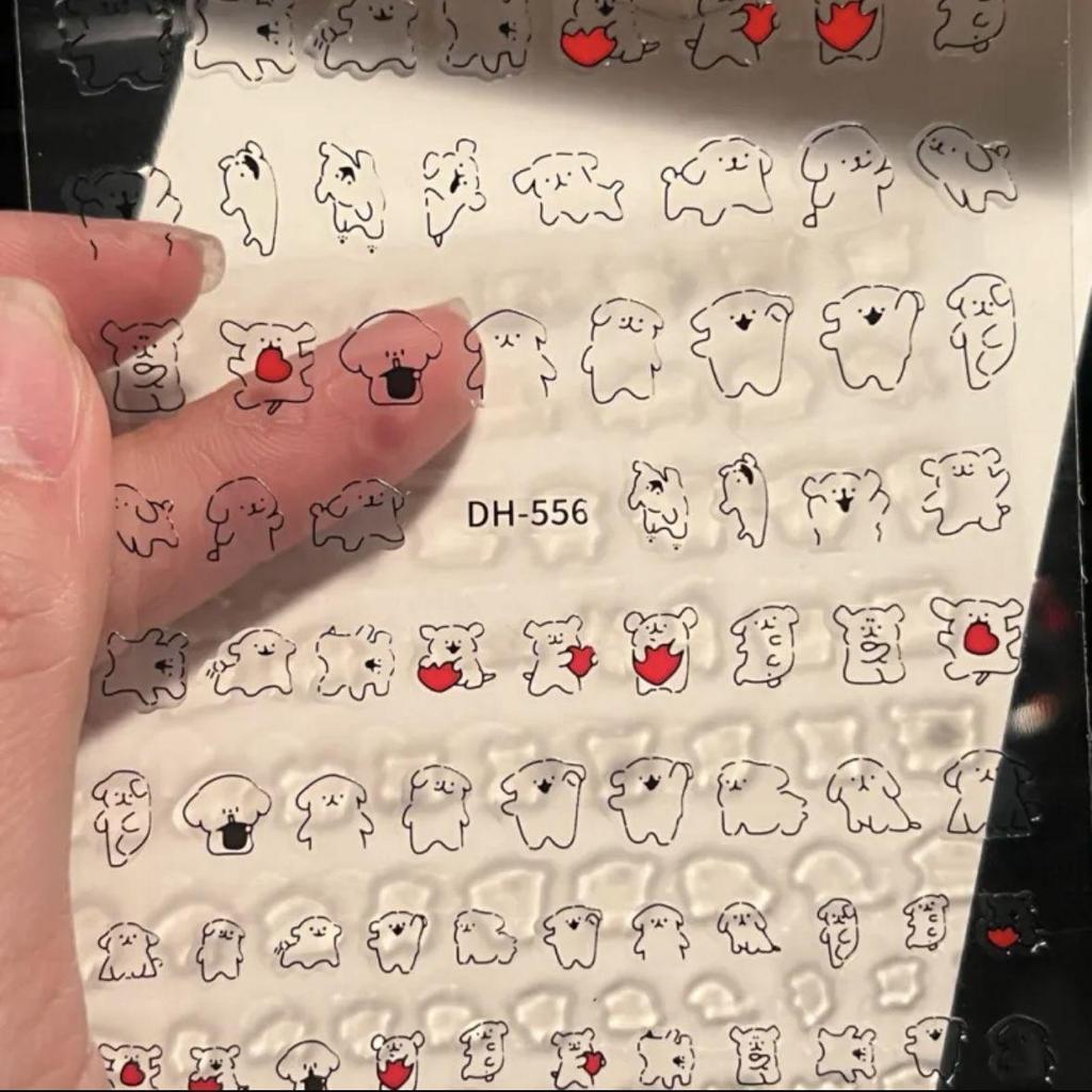 Trendy Dog Graffiti Nail Stickers - Cute, Cool, Waterproof, Kid-Friendly, Self-Adhesive