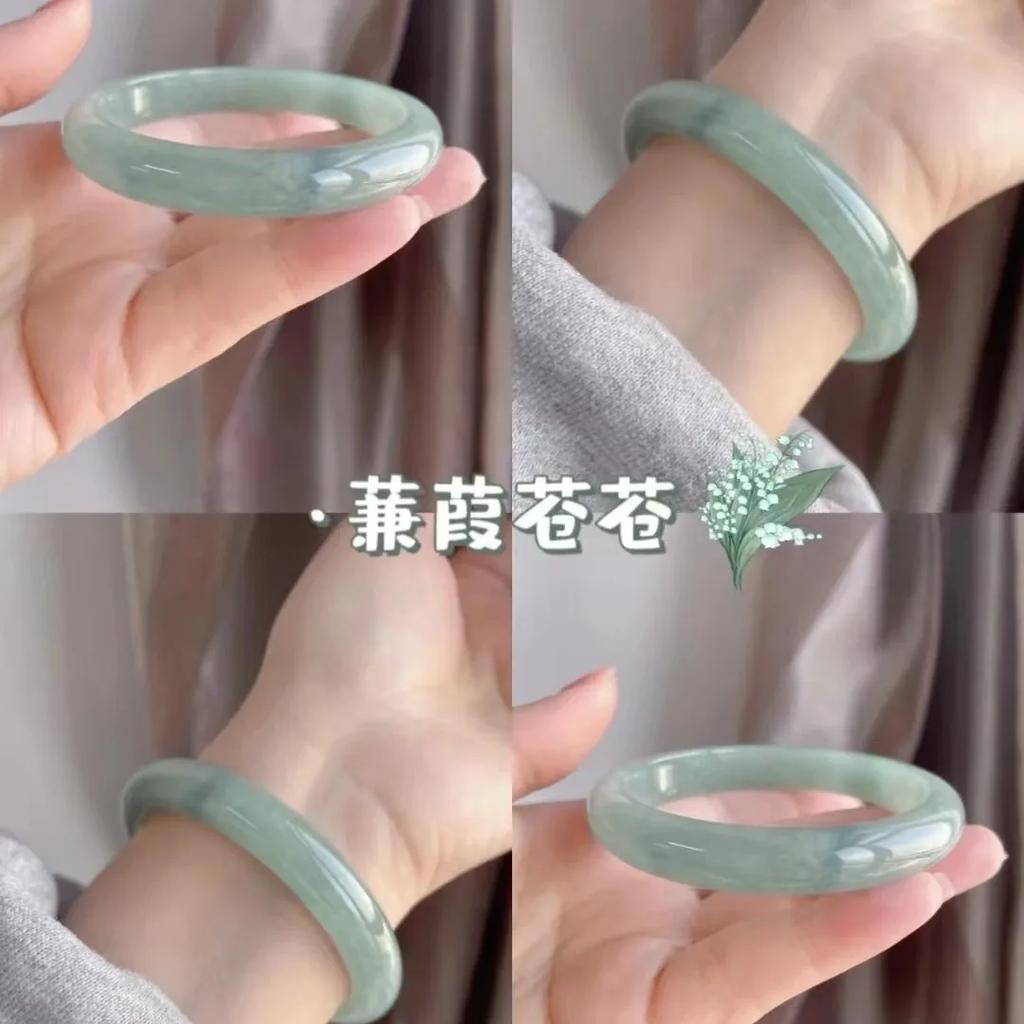 Fresh Sweet Cute Beautiful Retro Round Strip Thick Glass Anti Jade Ice Penetrating Texture Bangle Bracelet Accessories Jewelry