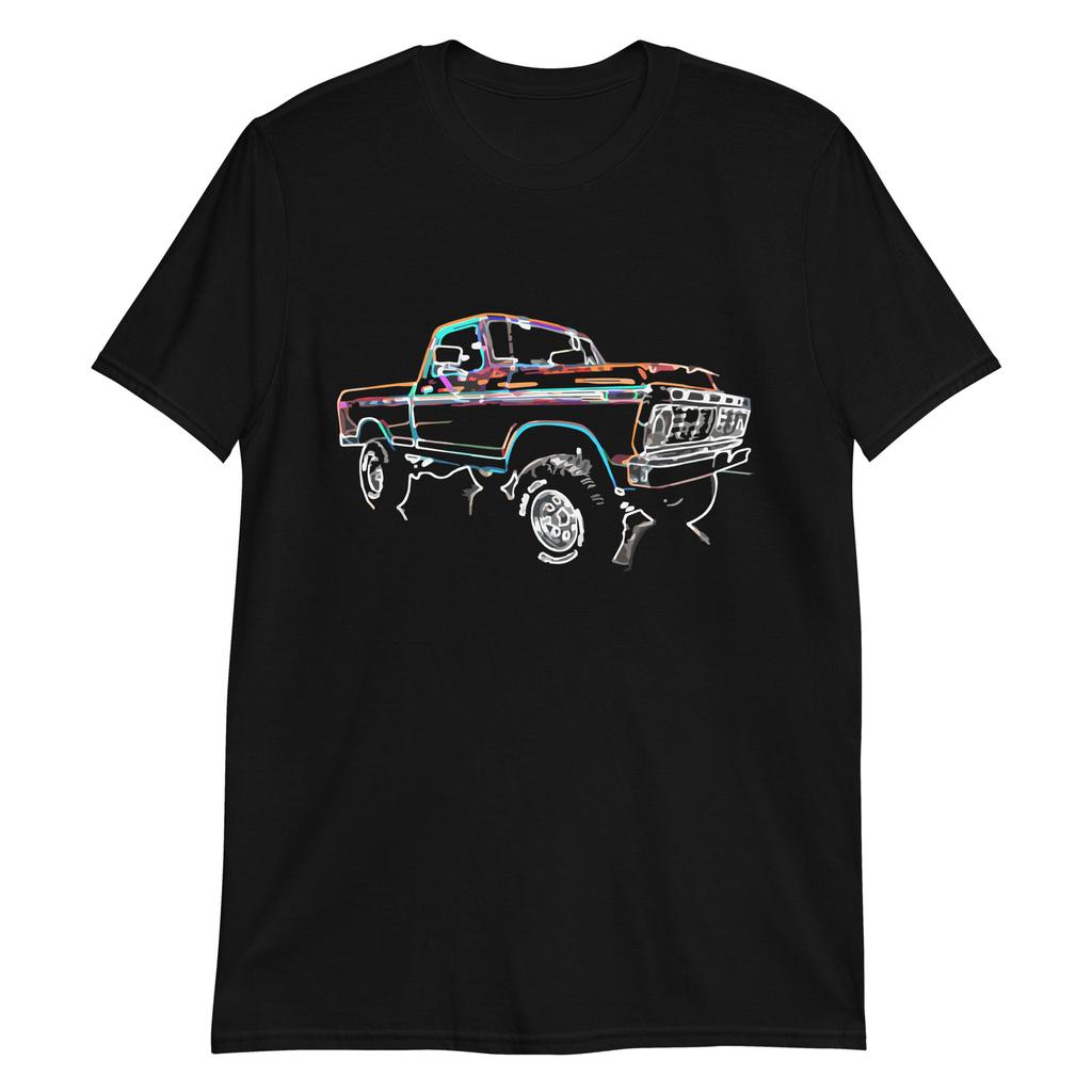 1975 Ford F100 Vintage Pickup Truck Outline Art Short-Sleeve Unisex T-Shirt