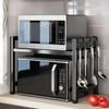 1 szt. Trójkątna Półka z Haczykami, Rozszerzalny Metalowy Stojak na Kuchenkę Mikrofalową - Pionowy Stojak do Przechowywania na Blacie na Piekarnik Toaster, Frytkownicę Powietrzną