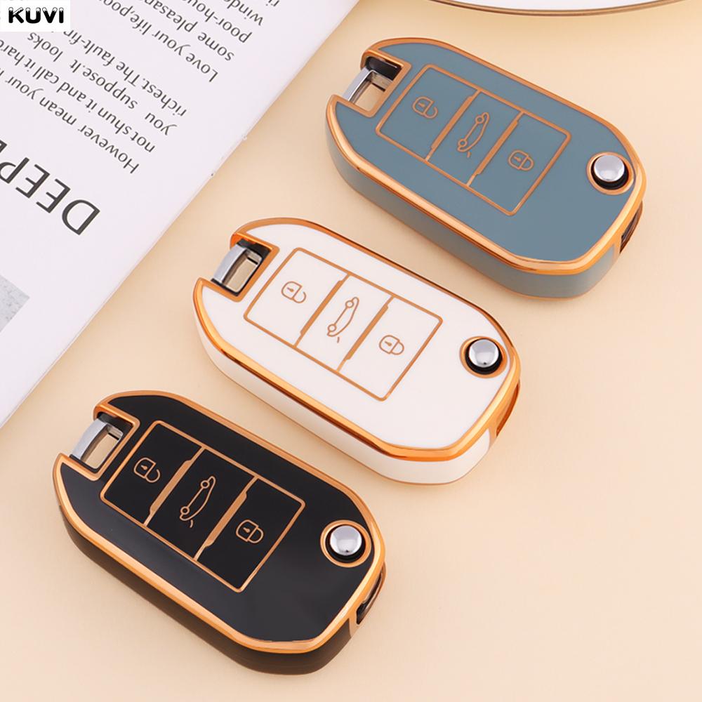 Hot TPU Car Flip Key Case Cover Shell For Peugeot 208 308 408 508 2008 3008 4008 5008 For Citroen C3 C4 CACTUS C6 C8 Accessories