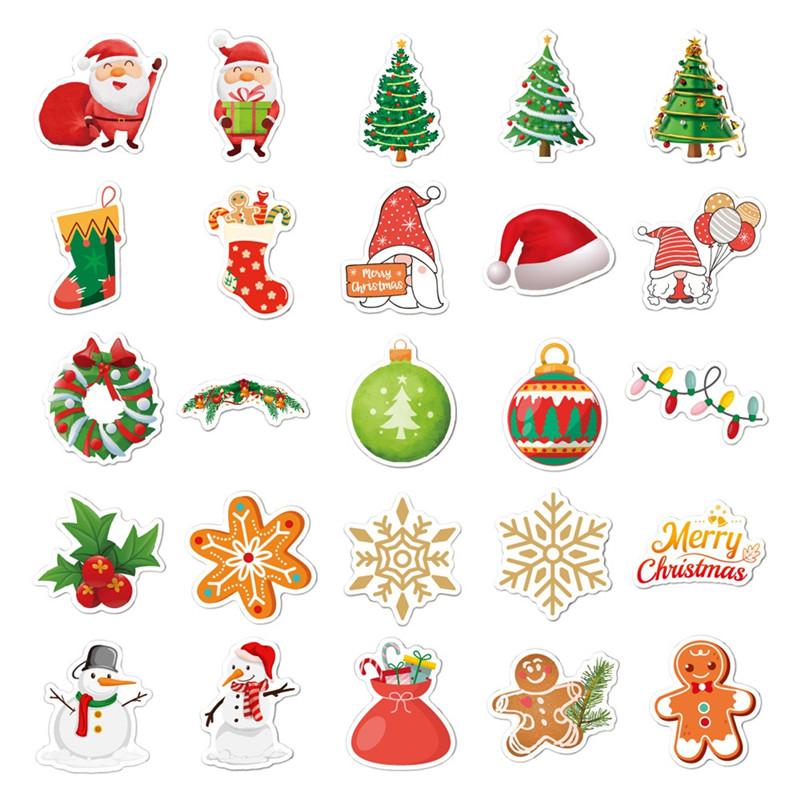 100pcs Christmas Stickers Decals Waterproof Self Adhesive for Water Bottles Pad Skateboard Luggage Phone