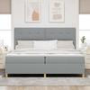 Box Spring Bed with Headboard Light Grey 200 x 200 cm Fabric