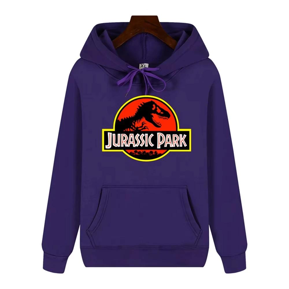 2025 Men's High-end Quality Jurassic Park Pattern Print Autumn Winter Thick Warm Outdoor Hooded Hoodie Harajuku Leisure Fashion