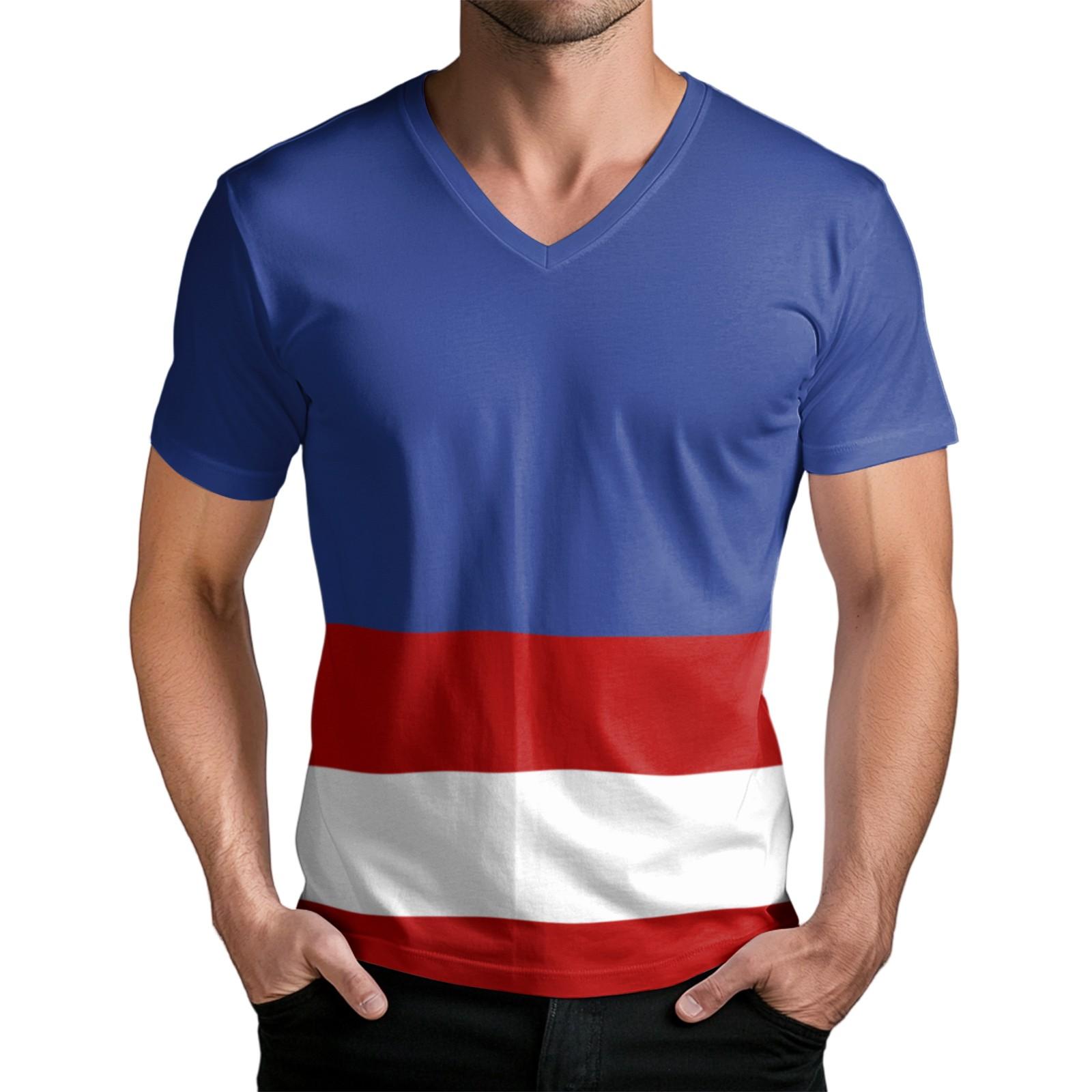 

Мужская модная футболка с коротким рукавом и V-образным вырезом M