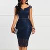 Elegant Lace Short Sleeve V Neck Bodycon Dress For Summer Evening Wear