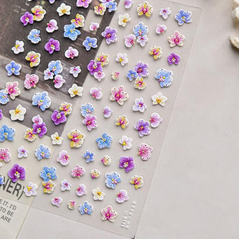 Kolorowe Phalaenopsis Frangipani Jasne Lilie Stopniowe Delikatne Romantyczne Naklejki Nail Art Manicure Naklejki Dekoracje