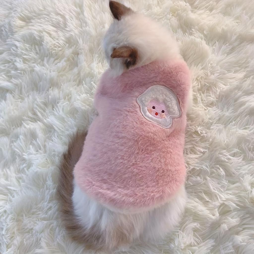 1pc-Pet autumn and winter warm thick vest with cute lamb embroidery pattern