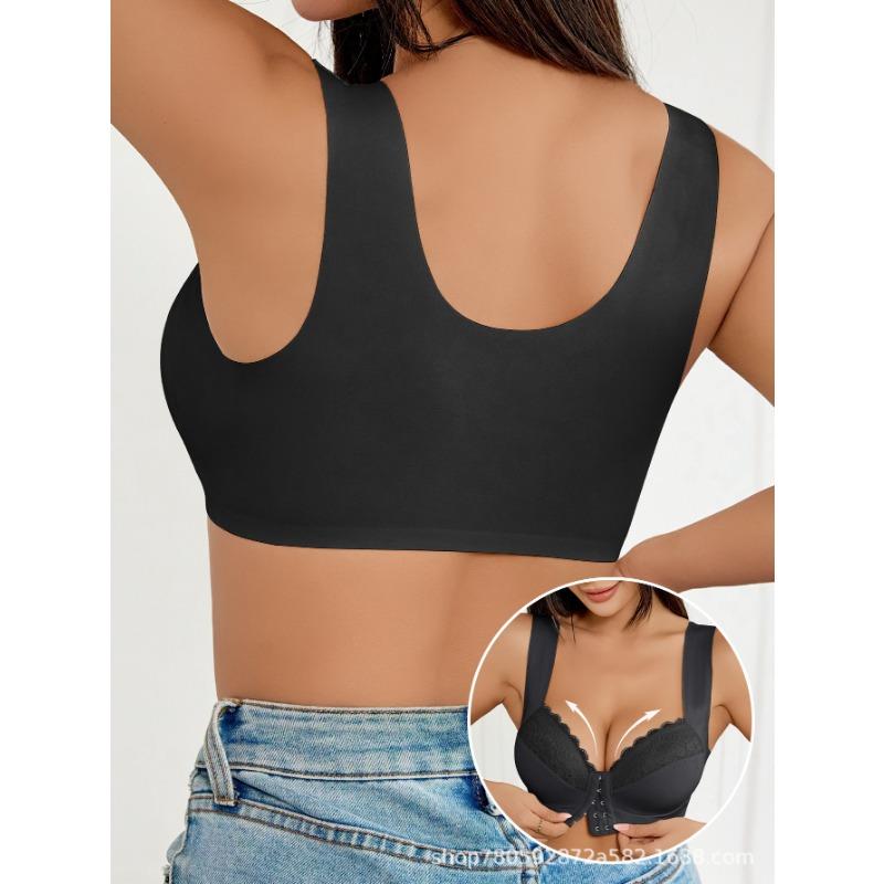 Damen kabellos integrierter Cup Frontverschluss Spitze Sexy Intimbereich BH