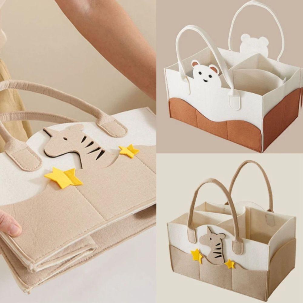 Felt Material Nursery Storage Bin Cartoon Print Baby Diaper Holder  Nursery Essentials