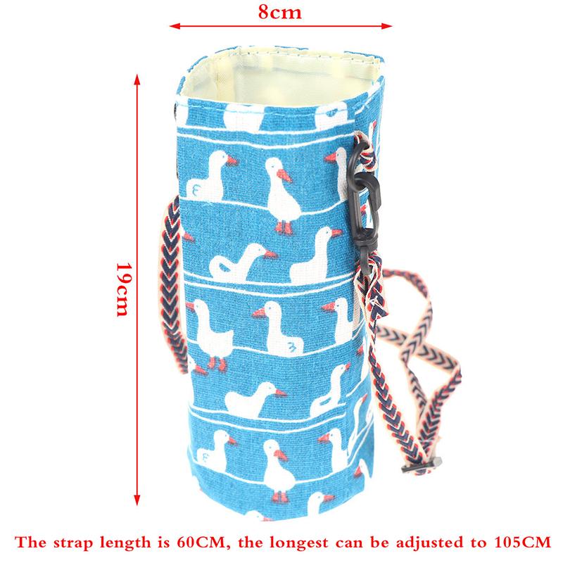Fashion Cup Storage Bag Cotton Linen Cup Cover Canvas Water Cup Bag Portable Shoulder Bottle Cover Bag Tea Cup Holders