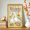 Retro Metal Welcome To Our Home Sign Vintage Tin Wall Art for Rustic Farmhouse Decor Suitable for Living Room Kitchen Of