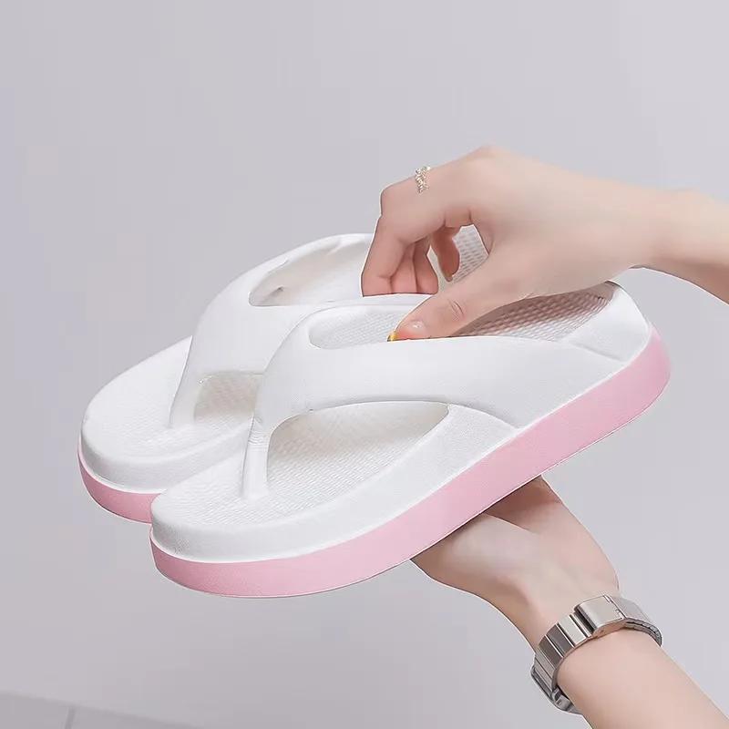 2025 New Summer Women's Elevated Flip Flops Thong Style Thick Sole Non-slip Soft Sole Lightweight Versatile Outdoor & Home Wear