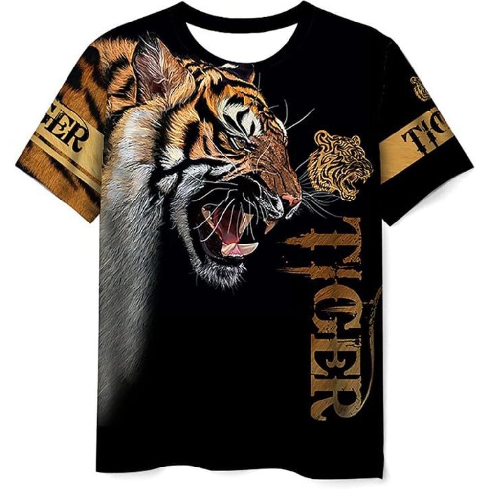 Maglietta da uomo a maniche corte con scollo rotondo, pullover stampato in 3D, top casual