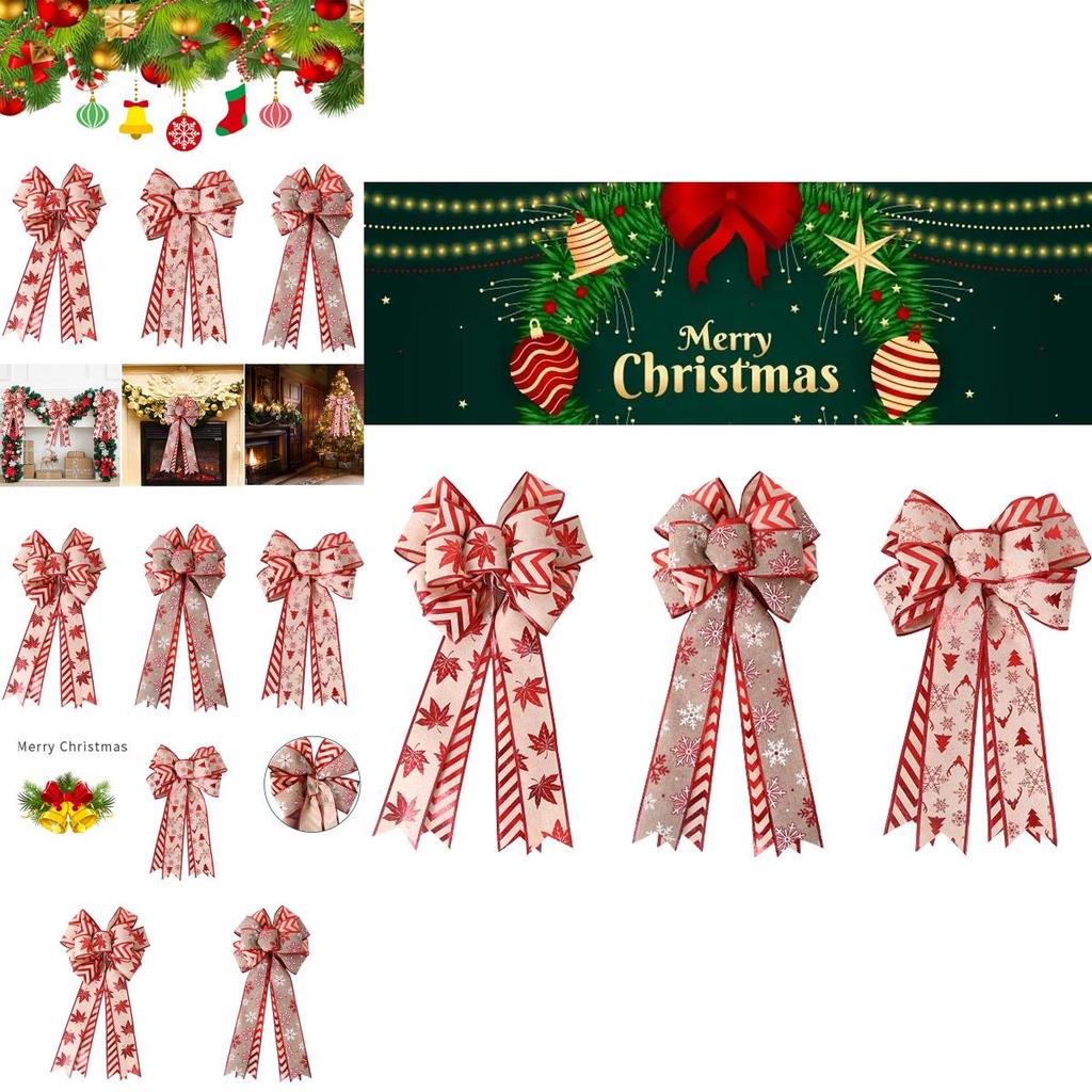 Festive Christmas Wreath Double Bow For Indoor And Outdoor Decorations