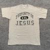 Maglietta Cristiana Vintage Anni '90 Proprietà di Gesù Dio Taglia L 22x28 Grigio DEADSTOCK
