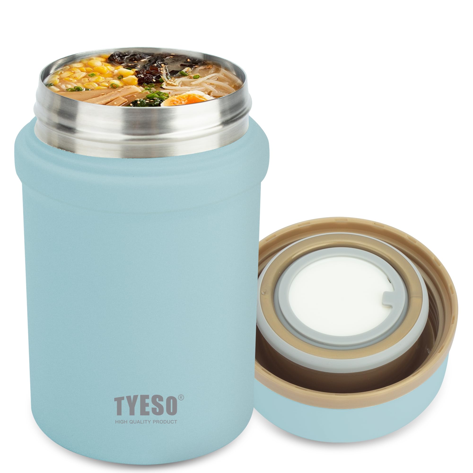 

TYESO Vacuum Insulated Soup Wide Stainless Insulated Lunch Easy to Suitable for Kids and Perfect for Miso Club Use Jar, 600ml, Mouth, Steel, Box, синий