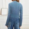 Women's Fashion Color Round Neck Knitted Pullover Long Sleeve Sweater