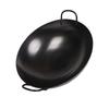 Classic Cast Iron Wok with Stainless Steel Lid - No Coating, Double Handle, for Restaurant Use