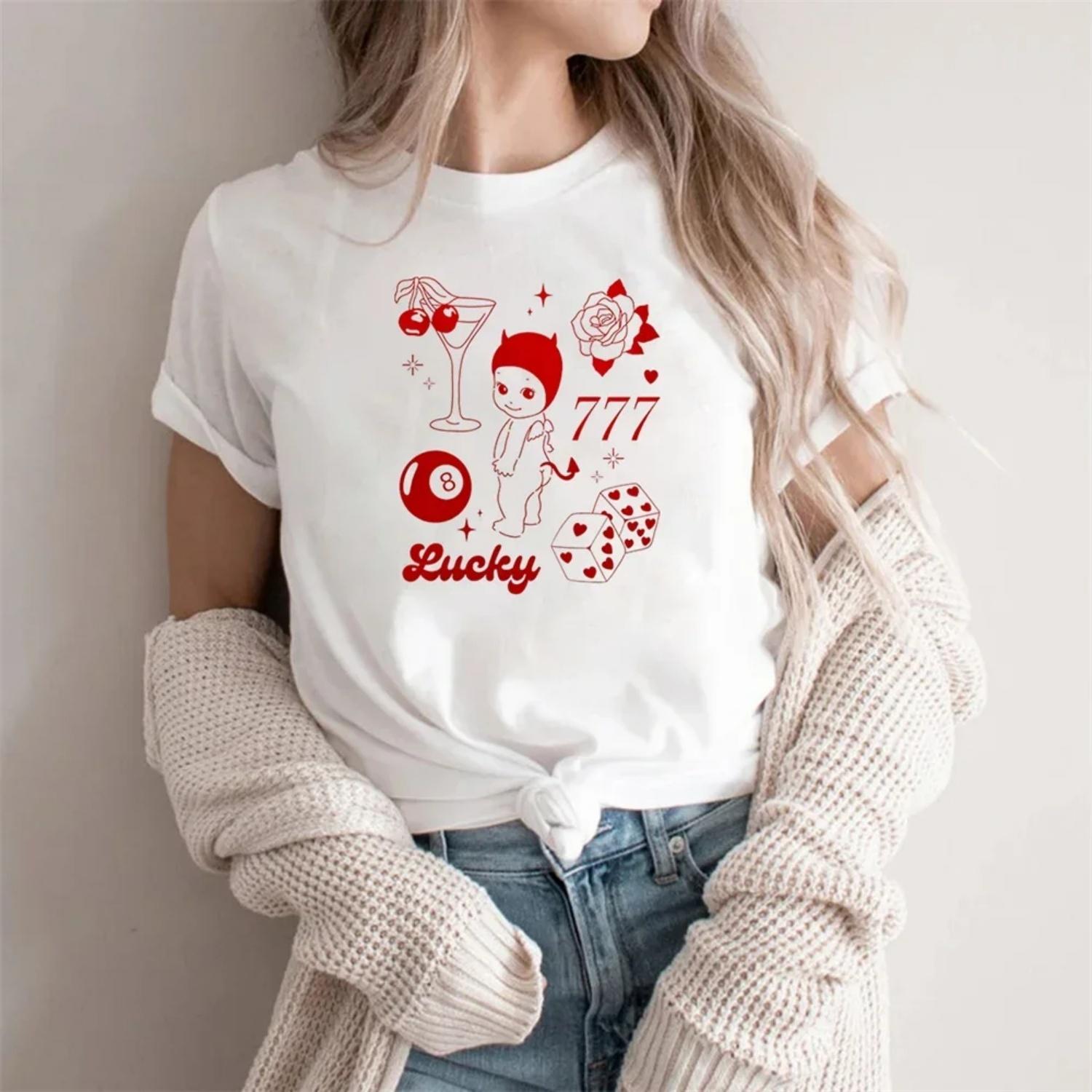 Милая футболка Sonny Angel Kewpie Ангелочек Женская Рубашка Sonny Angel M Счастливая Девочка Рубашка Дьявол Sonny Уличная Мода Короткий Рукав Y2K S