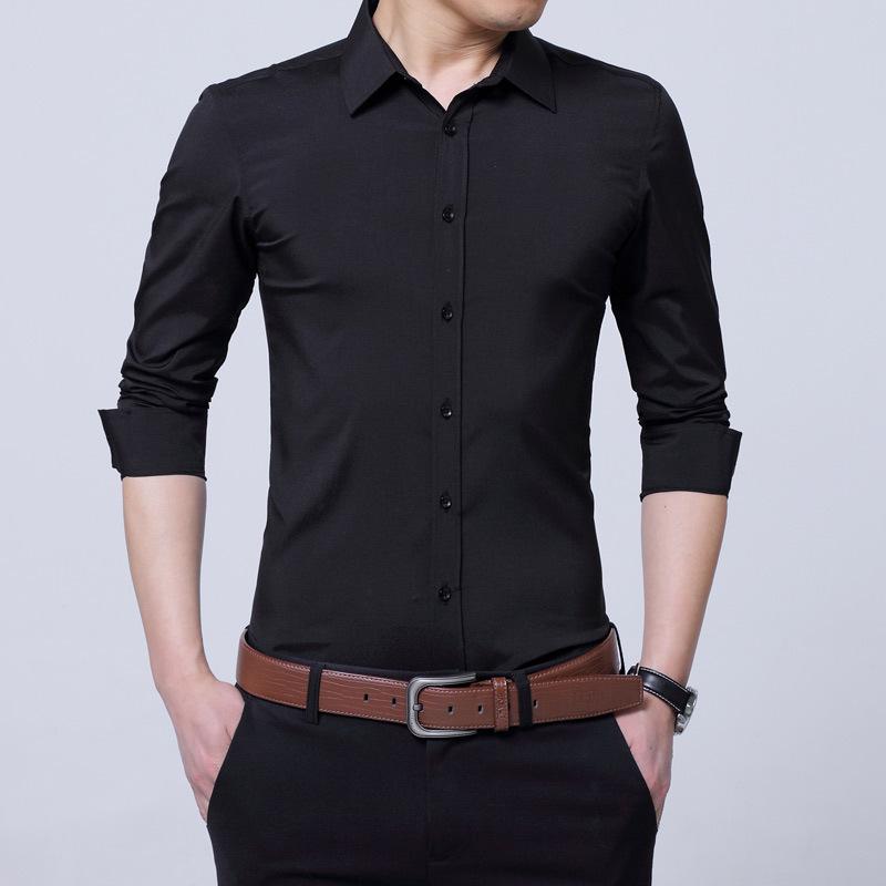 Iron-Free Slim Fit Men's White Short Sleeve Business Shirt - Anti-Wrinkle Professional Autumn Wear