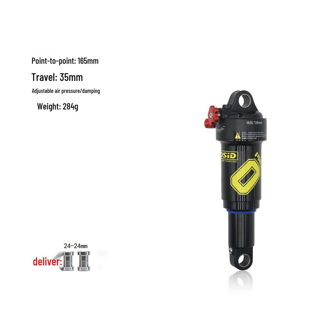 EVOSID Air Pressure Rear Shock Absorber for Mountain Bikes, Damping Suspension, 165/190/210MM