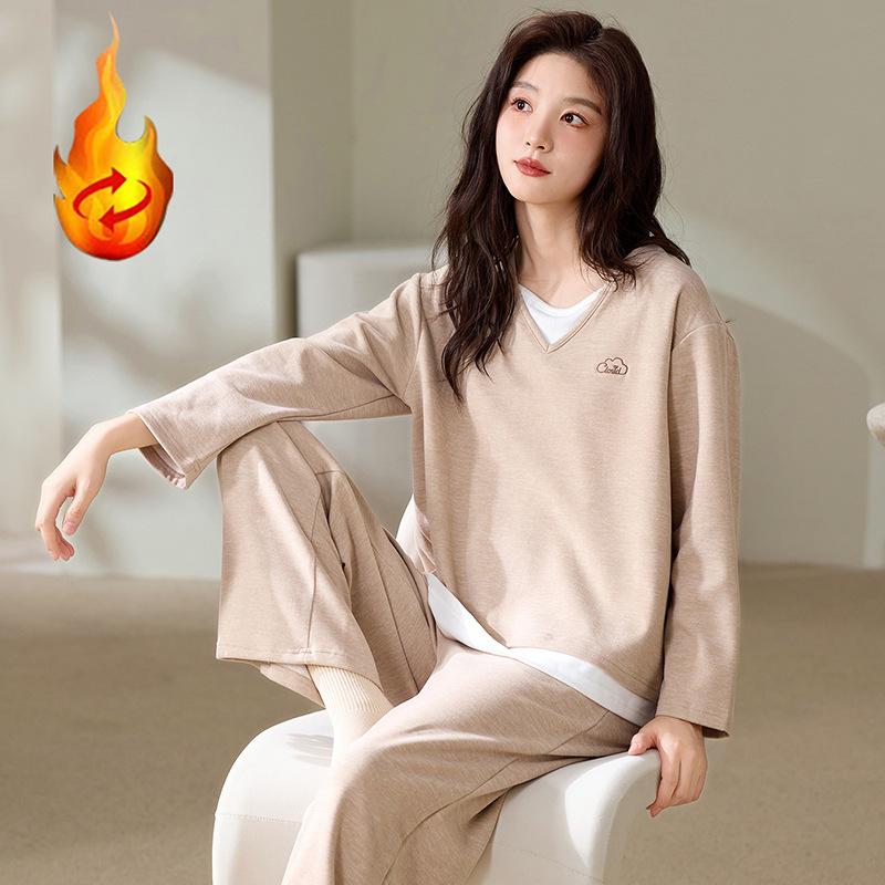 

Женская пижама из немецкого велюра, осенне-зимний тонкий велюр с полировкой, пуловер с длинным рукавом, высококачественный теплый комплект для дома 2XL