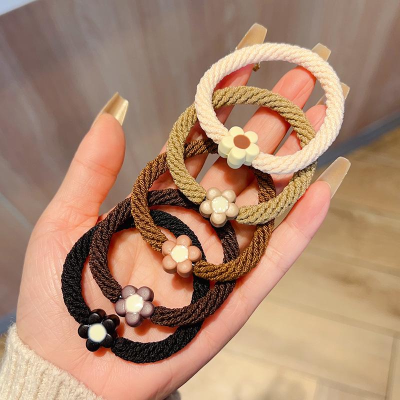 Elastic Milk Coffee Hair Tie: Durable, High-End Ponytail & Headband for Women