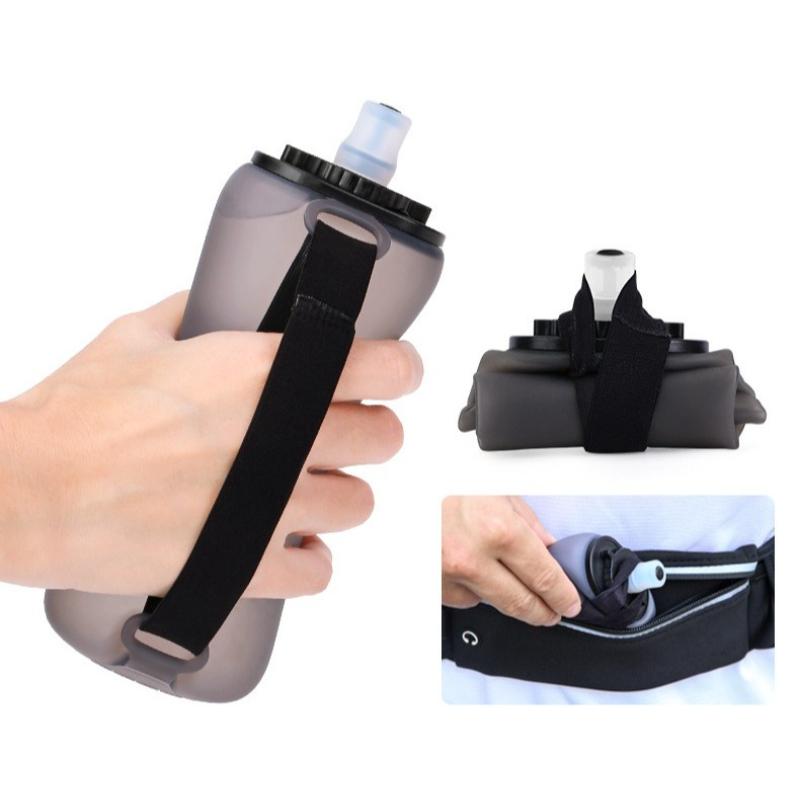 1PC Handheld Running Water Bottle Silicone Sports Outdoor Products Foldable Sports Kettle Cycling Kettle Sports Equipment